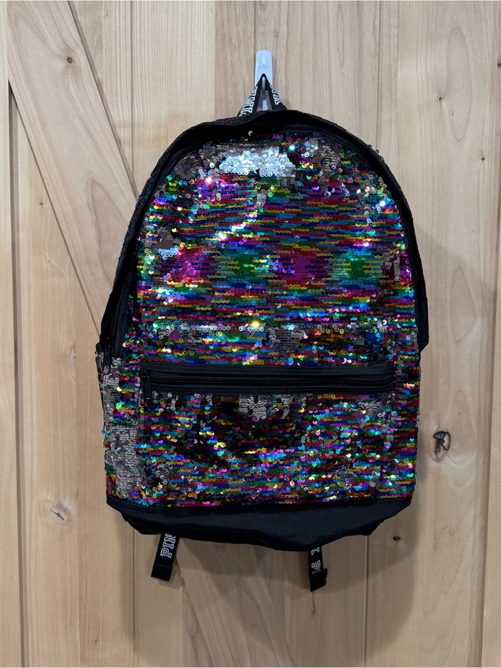 Victoria’s Secret PINK Rainbow Multi Sparkle Sequin Backpack Schoolbag Bag
